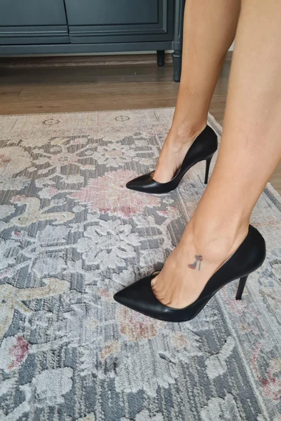 001 200 Topukla Kadın 10 cm Topuklu Klasik Sivri Burun Stiletto - Resim 6