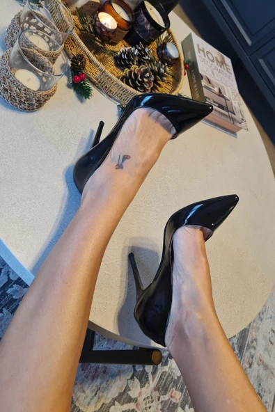 001 200 Topukla Kadın 10 cm Topuklu Klasik Sivri Burun Stiletto - Resim 5