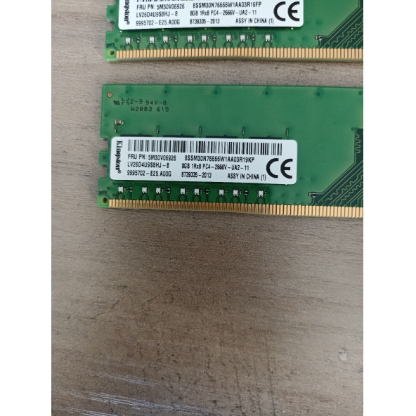 LV26D4U9S8HJ-8 Kingston 8GB DDR4-2666MHz PC4-21300 CL19 288 UDIMM 1.2V MASAÜSTÜ RAM BELLEK