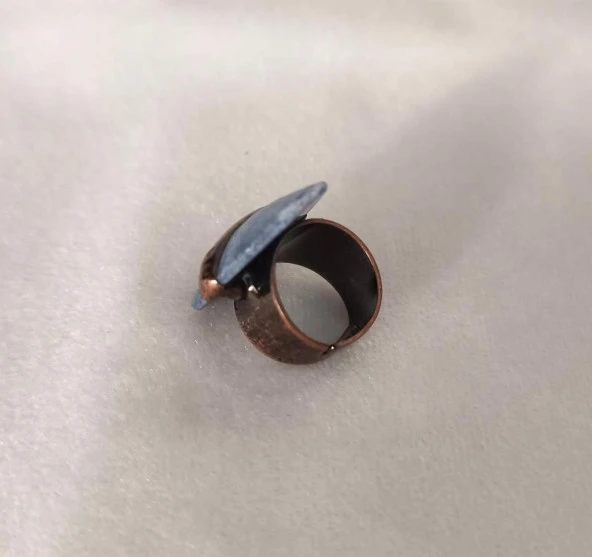 Yüzük Doğal Drusy Taş Çelik Ayarlanabilir Kadın Erkek Yüzük Takı Aksesuar - 3