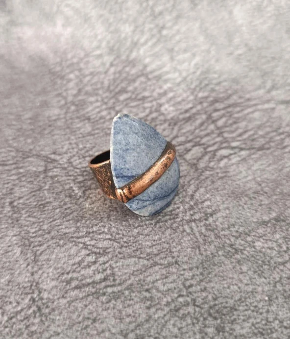 Yüzük Doğal Drusy Taş Çelik Ayarlanabilir Kadın Erkek Yüzük Takı Aksesuar - 4