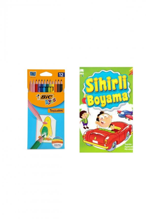 12li Kuru Boya Kalemi +sihirli Boyama Kitabı