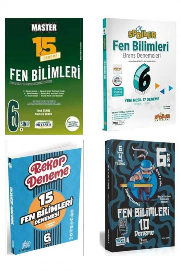 6. Sınıf Okyanus + Spoiler + Startfen + Isem Yayınları Fen Bilimleri 4 Lü Deneme Seti