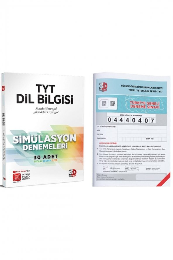 Yayınları Tamamı Video Çözümlü Tyt Simülasyon Dil Bilgisi 30 Deneme + Tg Deneme 9786051946641kr