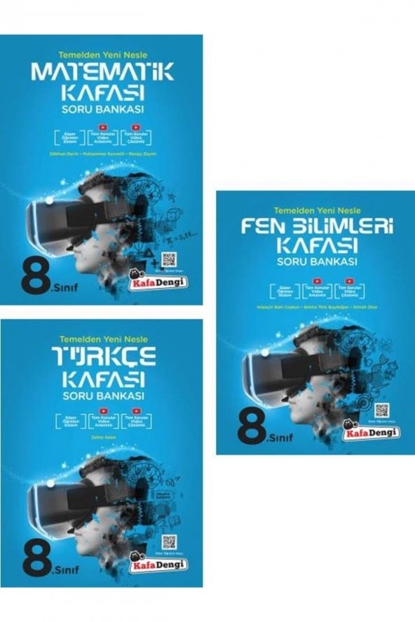 8.sınıf Türkçe, Matematik, Fen Bilimleri Kafası Soru Bankası 3lü Set