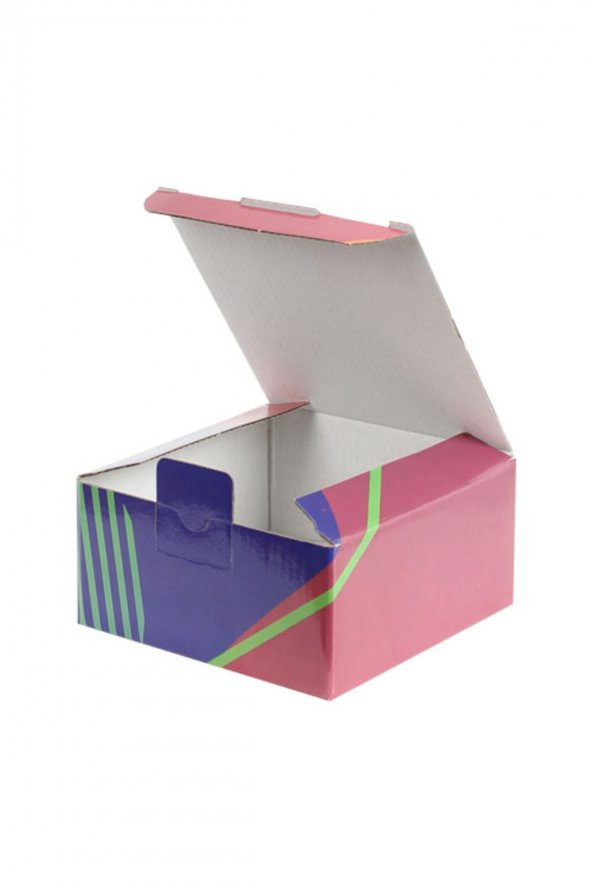 Renkli-desenli Kilitli Kargo Kutusu  Ebat 13,5x13,5x6,5 Cm (100 Adet) (bordo-lacivert-yeşil) - 2