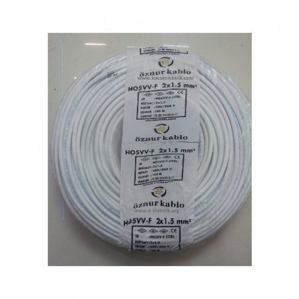 60 Metre 2x1,5 Ttr H05VV-F Beyaz Öznur Kablo - 2