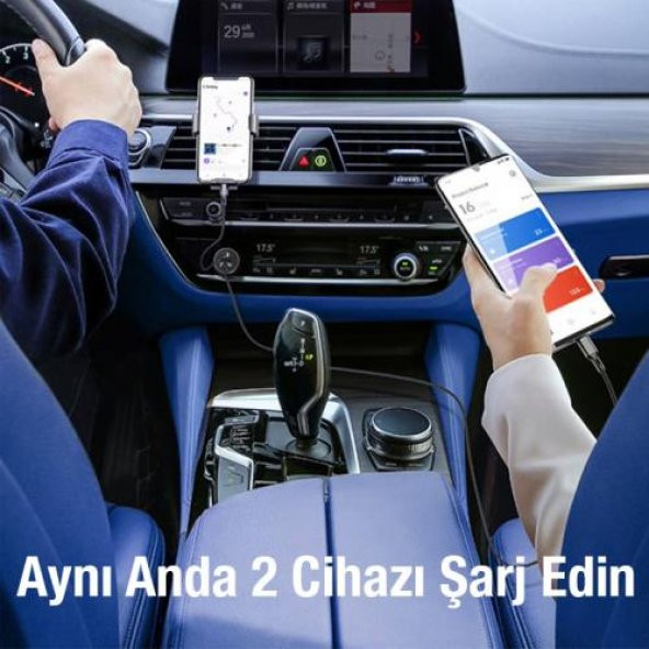 Coofbe 60W Turbo Araç Şarjı 2 Type-c Girişli Şarj Akım Korumalı Araç Çakmaklık Şarjı 12v-24v Araç Şarj - 4