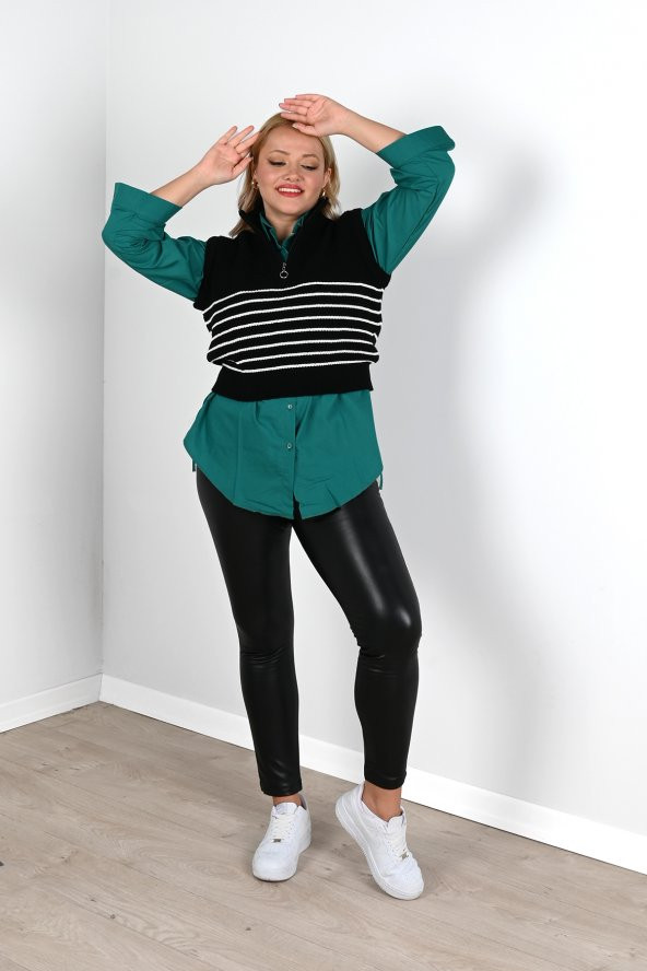 Kadın Fermuarlı Triko Süveter 4304-24-060 - 5