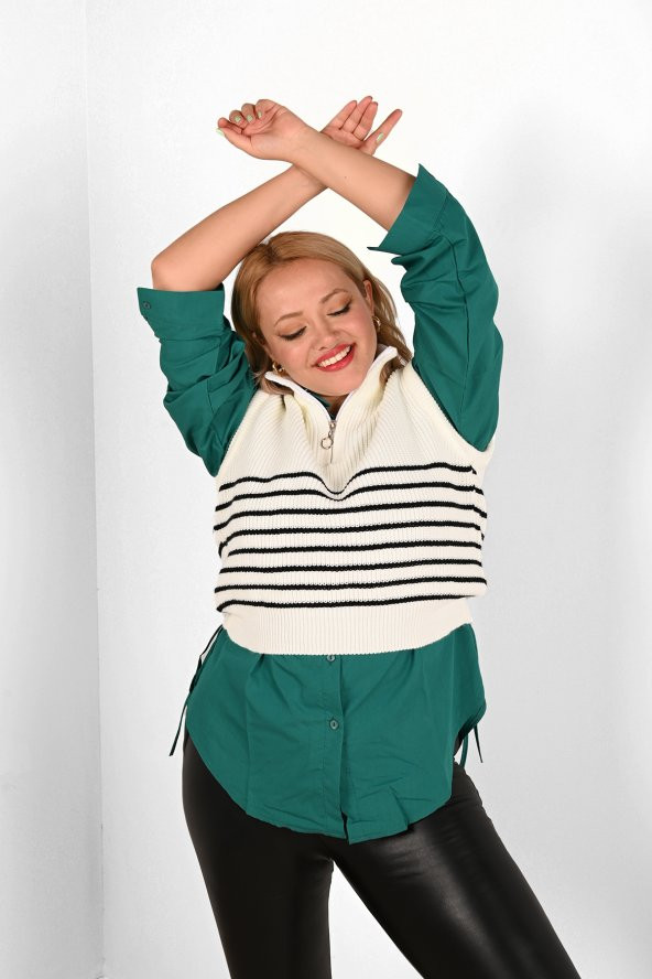 Kadın Fermuarlı Triko Süveter 4304-24-060 - 6