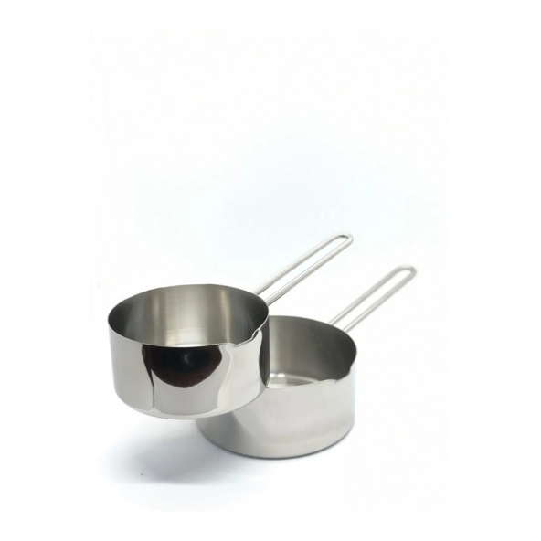 2 li 430 Kalite Çelik Kaçerola Sütlük Ve Sosluk 14-14 cm Yumurta Haşlama - 3