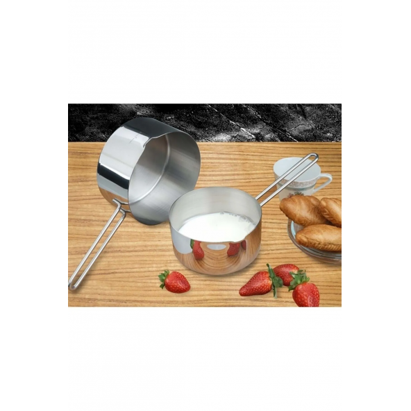 2 li 430 Kalite Çelik Kaçerola Sütlük Ve Sosluk 14-14 cm Yumurta Haşlama - 4