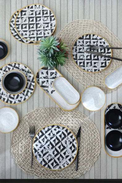 Keramika Keraart Trigon Marble Kahvaltı Takımı 18 Parça 6 Kişilik 18766-68-69 ürün görseli 1