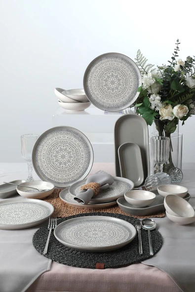 Keramika Keraart Stone Kahvaltı Takımı 18 Parça 6 Kişilik 21426-27