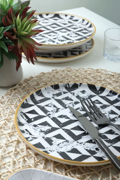 Keramika Keraart Trigon Marble Kahvaltı Takımı 18 Parça 6 Kişilik 18766-68-69 - Resim 4