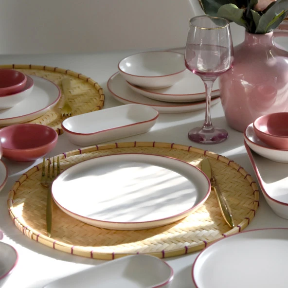 Keramika Line Pink Kahvaltı Takımı 18 Parça 6 Kişilik 20000