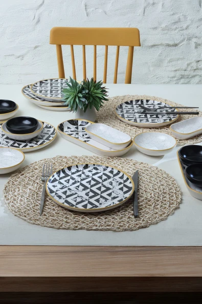 Keramika Keraart Trigon Marble Kahvaltı Takımı 18 Parça 6 Kişilik 18766-68-69 - Resim 3