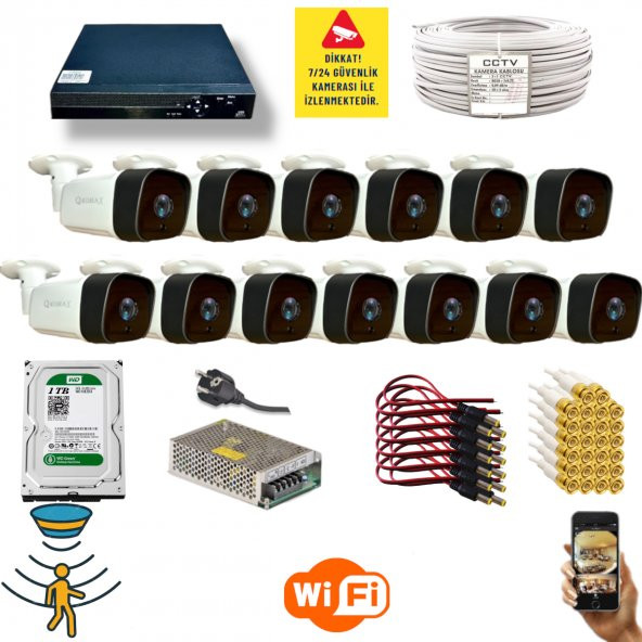 Qromax  13 Kamerali Set - Hareket Algılayan 36 Ir Led 5MP Lensli 1080P Güvenlik Kamerasi Seti 5236 - 1