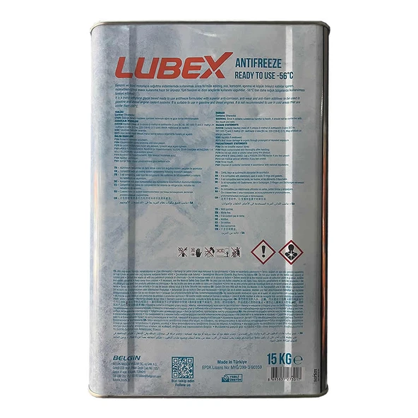 Lubex Mavi Antifriz 15 Kg Kullanıma Hazır -56 Derece - 2