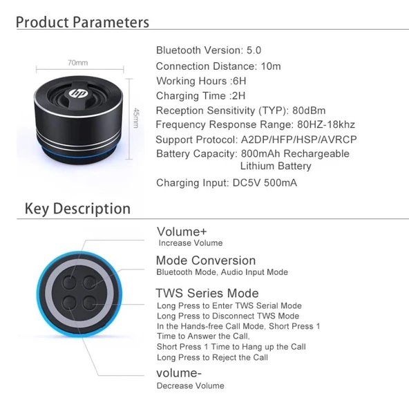 HP BS200 Kablosuz Bluetooth Hoparlör - 10