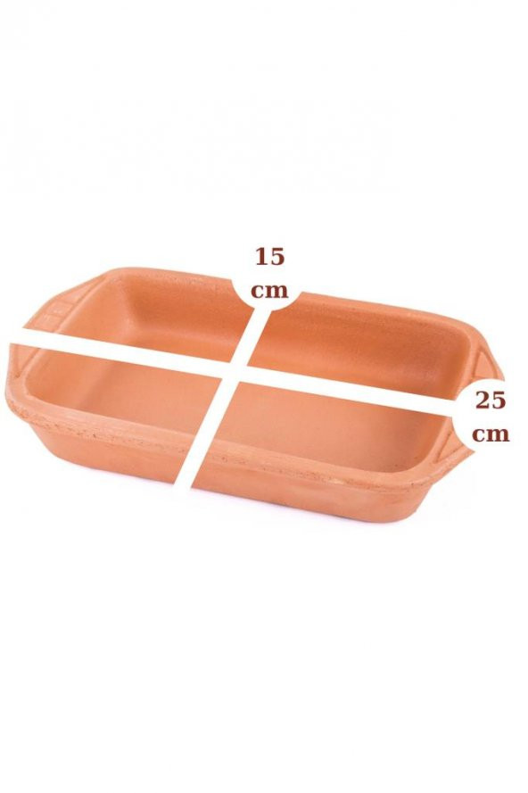 Elizi Çömlekleri 2’li Dikdörtgen Fırın Tepsisi, Toprak Güveç Fırın Kabı 2’li Set (25x15cm) - 2