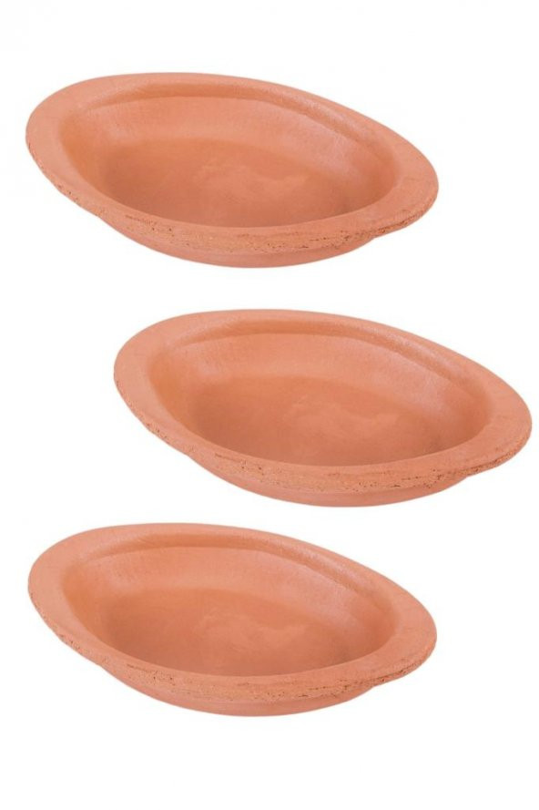 Elizi Çömlekleri 3’lü Mini Oval Kase, Çok Amaçlı Toprak Sunum Servis Kase Çömlek 3 Adet - 3