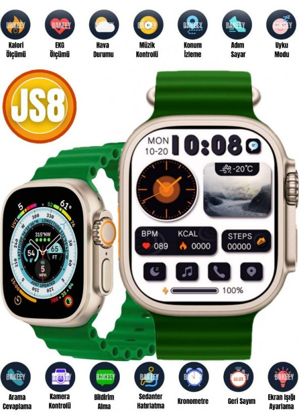 JS8 Pro Max 49 MM Kasa Amoled Ekran Nabız,Siri,Nfc,Hesap Makinesi Watch 8 Akıllı Saat