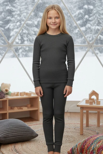Thermoform Soft Çocuk Termal İçlik Set Takım Antrasit - Resim 4
