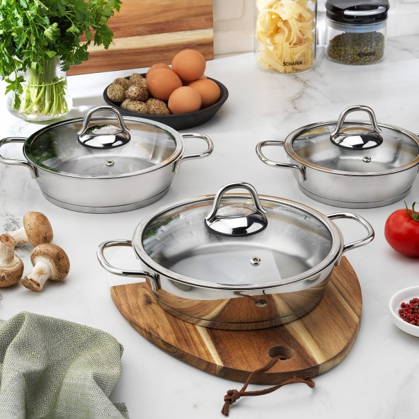 Schafer Eva Çelik Sahan Seti-6 Parça-Inox - 3