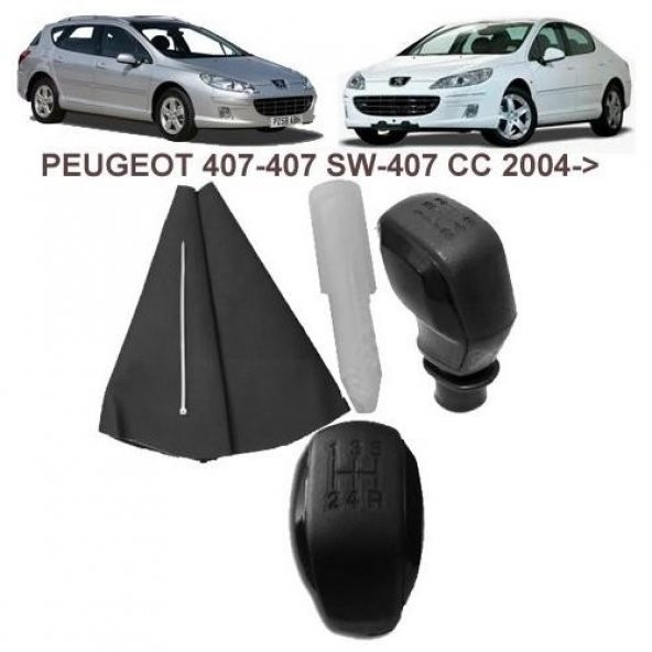 Vites Topuzu (Spor Tip-Siyah) & Vites Kol Körük Peugeot 407 2004-
