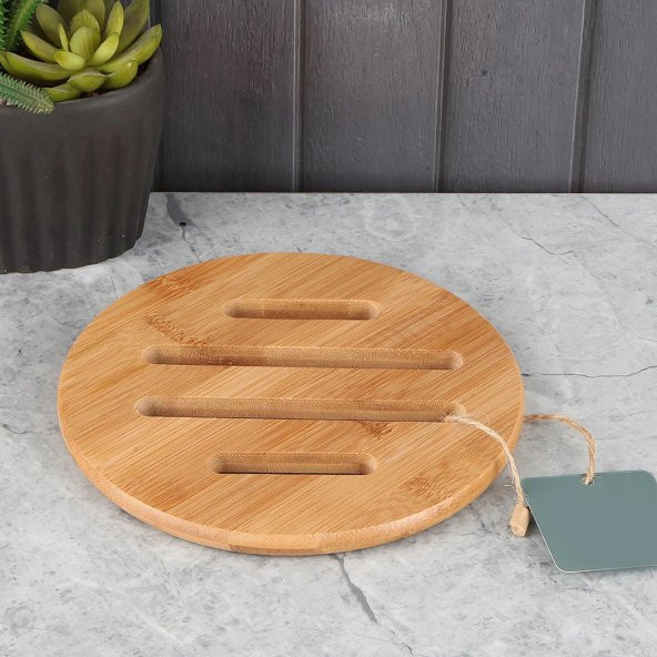 Bambu Yuvarlak Nihale Çaydanlık Altlığı Tencere Altlığı 17x17 cm Altlık - 2