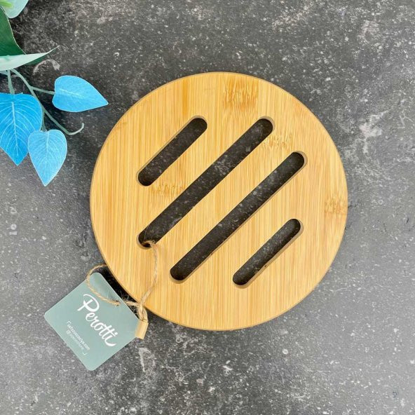 Bambu Yuvarlak Nihale Çaydanlık Altlığı Tencere Altlığı 17x17 cm Altlık - 3