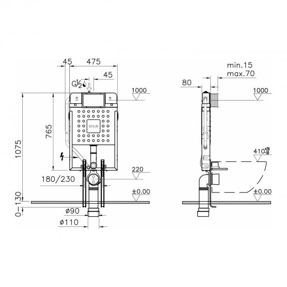 VitrA 800-1868 V8 Asma Klozet Gömme Rezervuar Seti - 2