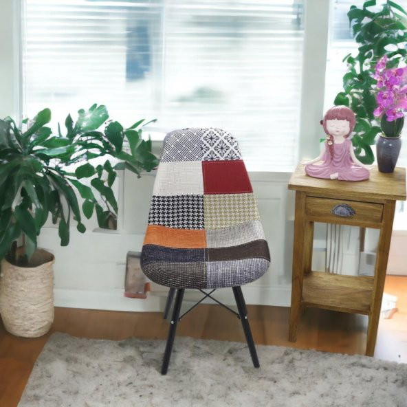 T.Concept Renkli Patchwork Sandalye Siyah Ayaklı - Resim 3