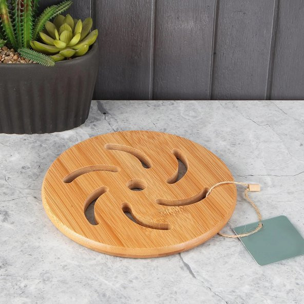 Bambu Yuvarlak Nihale Çaydanlık Altlığı Tencere Altlığı 17x17 cm - 2
