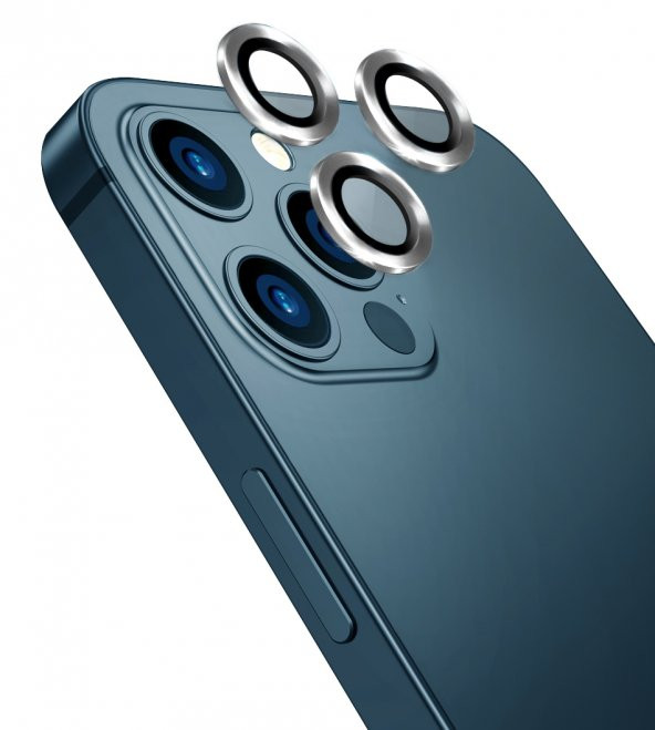 Vendas iPhone 12 Pro Max Uyumlu Eagle Serisi Telefonla Uyumlu Renk Tasarımlı Safir Cam Kamera Lens Koruyucu