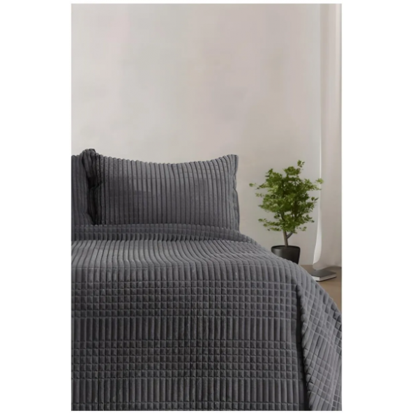 Merinos Modern Line 2 Parça Tek Kişilik Battaniye Antrasit