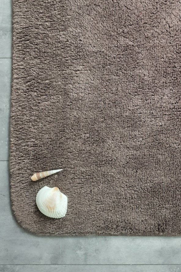 Ultrasoft Düz Kapuçino 2li Banyo Halısı Paspası Seti Kaymaz Deri Tabanlı Yıkanabilir Klozet Takımı - 4