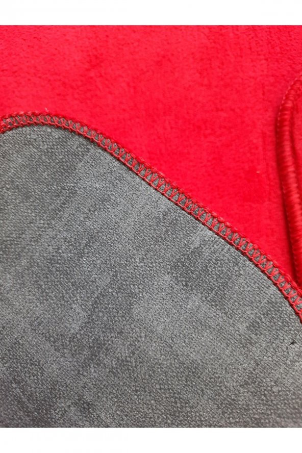 Ultrasoft Düz Kırmızı 2li Banyo Halısı Paspası Seti Kaymaz Deri Tabanlı Yıkanabilir Klozet Takımı - 2