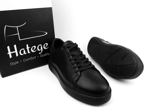 Hatege Bruno Siyah Hakiki Deri Erkek Sneaker Ayakkabı - 4