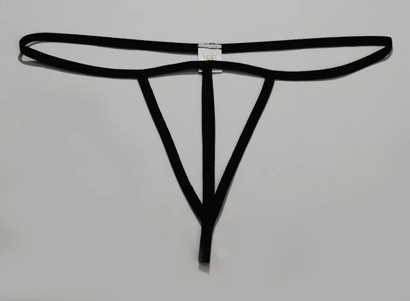 ASM1264 Kadın 2 Li Siyah Özel Bölgesi 3 Serit Tanga String - 7