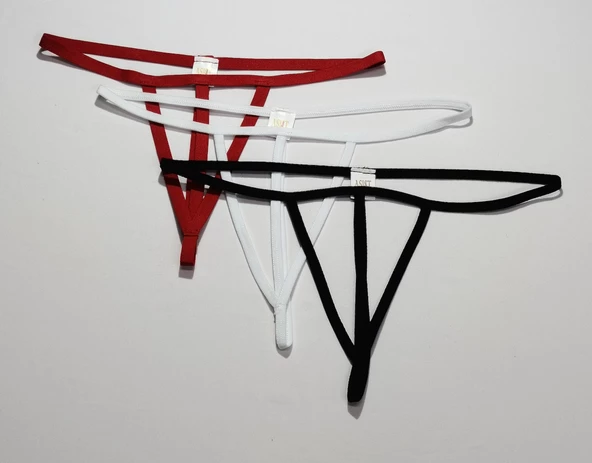 ASM1266 Kadın 3 Lü Renkli Özel Bölgesi 3 Serit Tanga String - 4