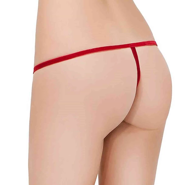 ASM1262 Kadın Kırmızı Özel Bölgesi 3 Serit Tanga String - 3