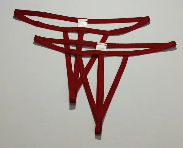 ASM1265 Kadın 2 Li Kırmızı Özel Bölgesi 3 Serit Tanga String