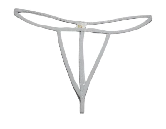 ASM1261 Kadın Ekru Özel Bölgesi 3 Serit Tanga String - 3