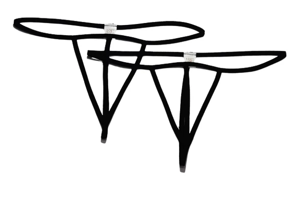 ASM1264 Kadın 2 Li Siyah Özel Bölgesi 3 Serit Tanga String