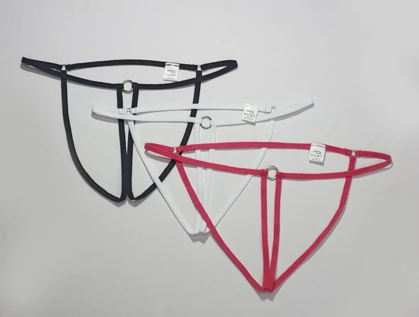 ASM1257 Kadın 3 Lü Renkli Özel Nokta VurguluTanga String - 3