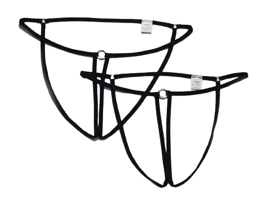 ASM1255 Kadın 2 Li Siyah Özel Nokta VurguluTanga String