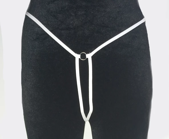 ASM1254 Kadın 2 Li Ekru Özel Nokta VurguluTanga String - 2