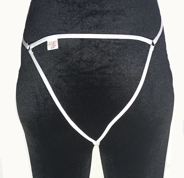 ASM1254 Kadın 2 Li Ekru Özel Nokta VurguluTanga String - 4